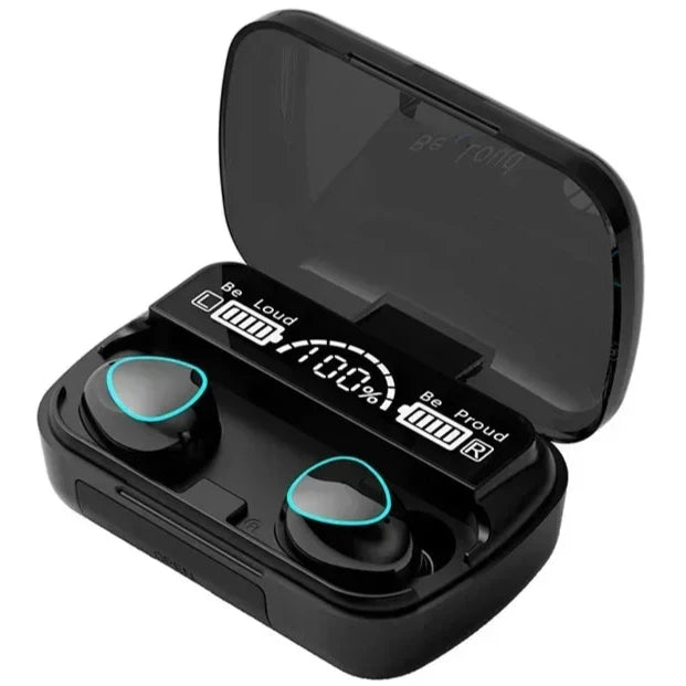 Fones de ouvido Bluetooth M10 com microfone, caixa carregador de fone de ouvido, tela de LED